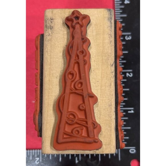 Vintage Christmas Wood Mounted Rubber Stamp 4in1 By PLAID 47235 - Picture 6 of 6